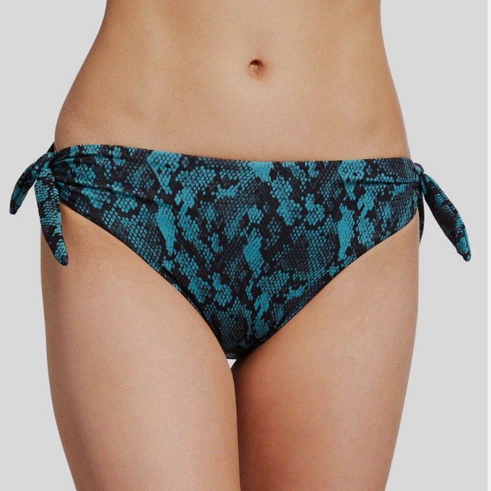 Vitamin A Womens Blue Tracy Snake-Print Bikini Bottom Swimwear Size 14  B21